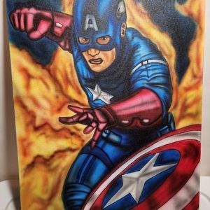 Captain America Custom Airbrushed Painting On 18"×14" Canvas.